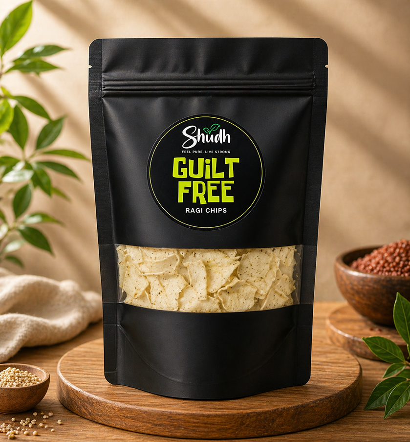 Shudh Guilt Free Mashroom Chips (Pack of 5) – Healthy Millet Snack | Crunchy Diet Chips